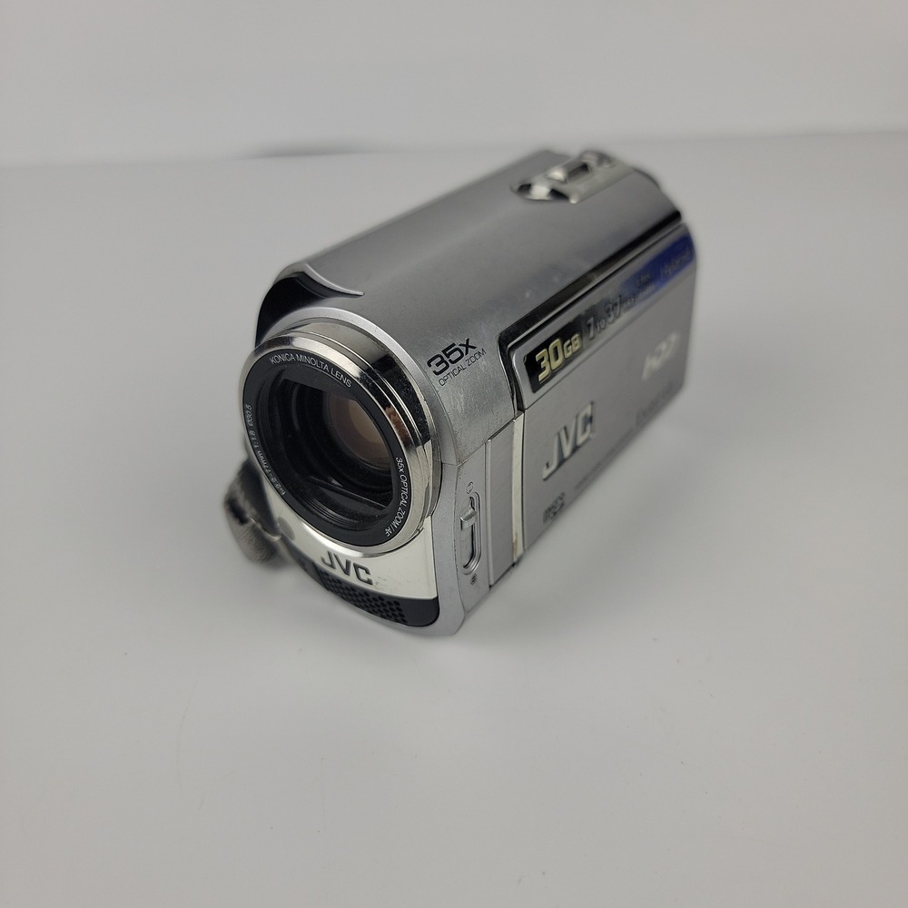 JVC Everio 30GB HDD Hybrid Camcorder Silver 35x Optical Zoom Konica Minolta Lens